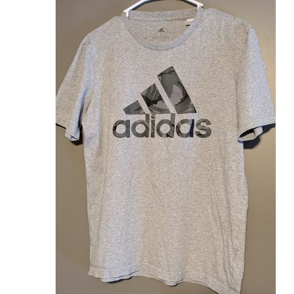 Adidas Amplifier Logo Graphic Crew Neck T-Shirt Short Sleeve Grey Black Small - Picture 1 of 4
